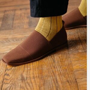 NIKKI CHASIN Women's Elastic Marcel Loafers Brown Elastic Upper Leather Sole 39